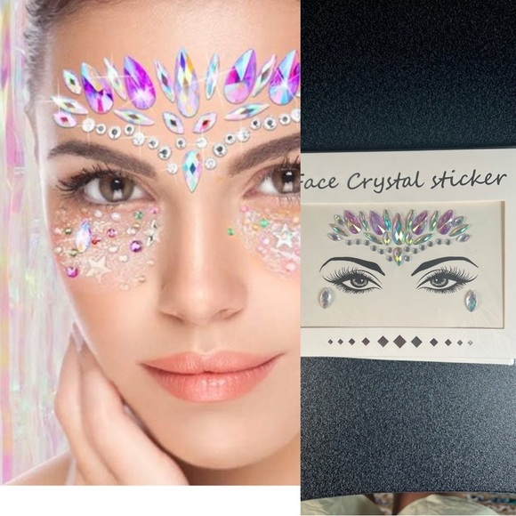 Iridescent Purple Festival Face Rhinestone Crystal Stickers - Picture 3 of 6